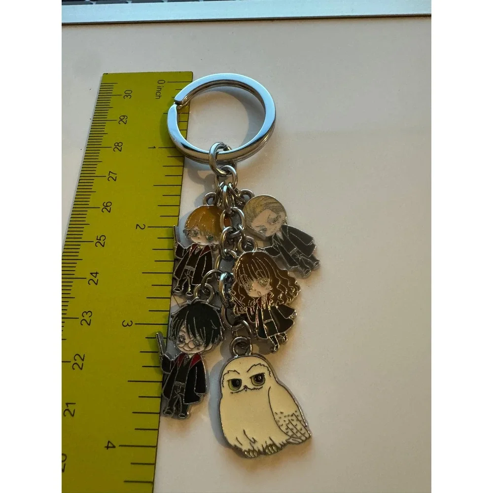 Harry Potter Chibi Enamel Charm Keychain Harry Hermione Ron Draco Hedwig Silver